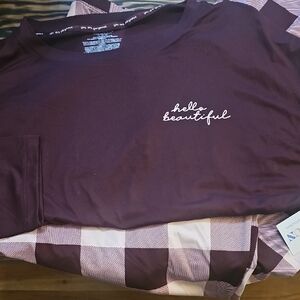 New With Tags Purple Graphic Pajama Set 'Hello Beautiful'
